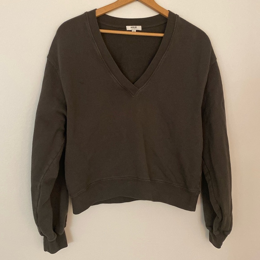 Agolde Cotton Low V-Neck Sweatshirt